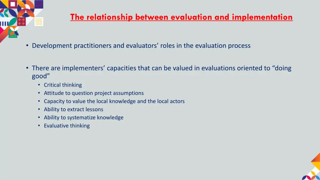 the relationship between evaluation