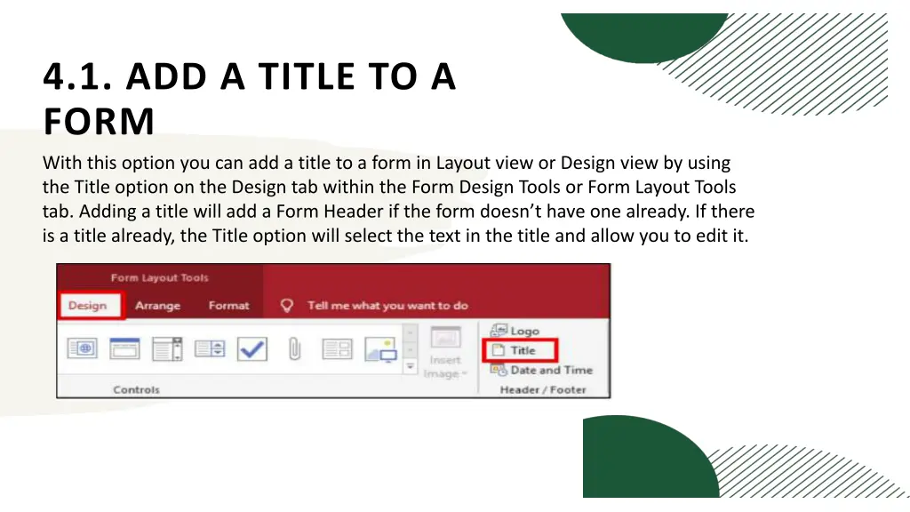 4 1 add a title to a form with this option