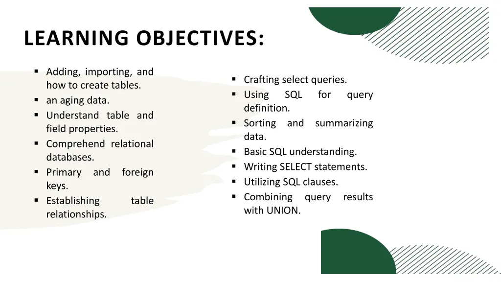 learning objectives 1