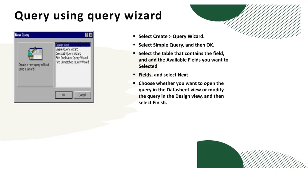 query using query wizard