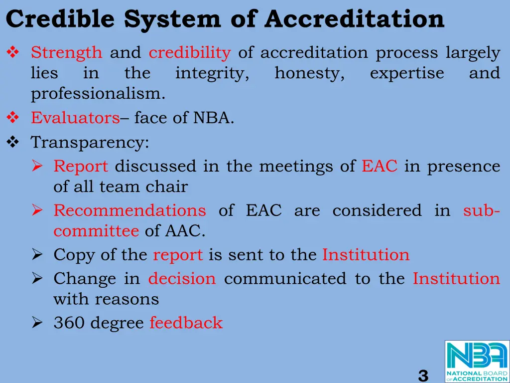 credible system of accreditation