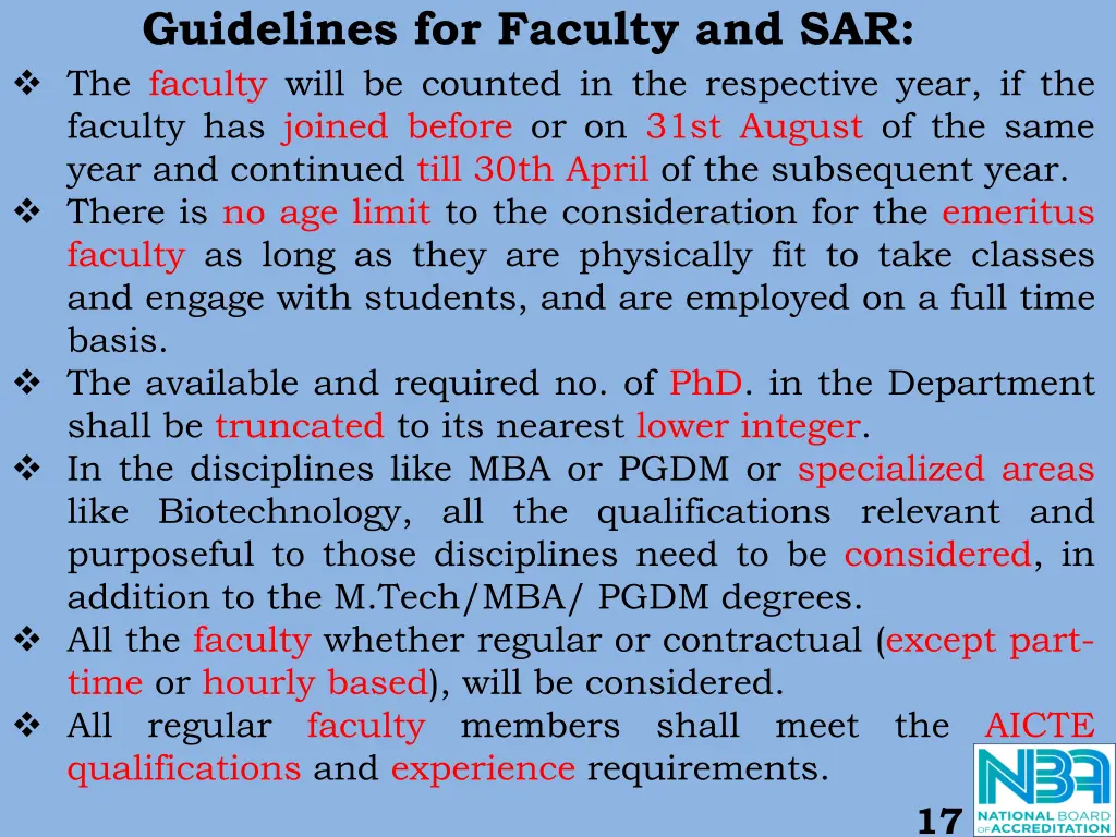 guidelines for faculty and sar