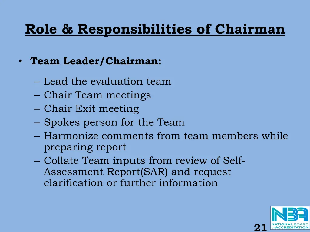 role responsibilities of chairman