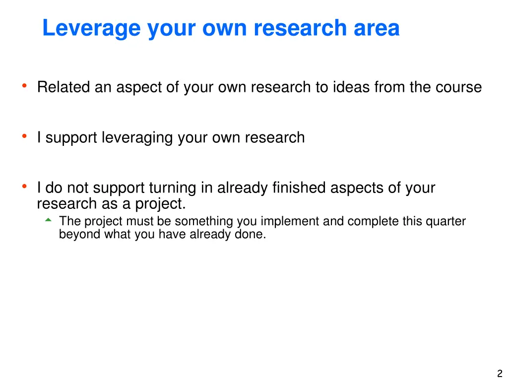 leverage your own research area