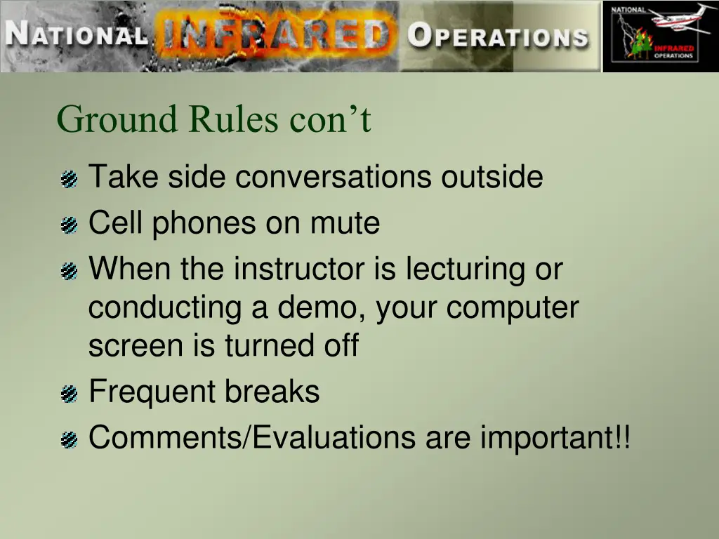 ground rules con t