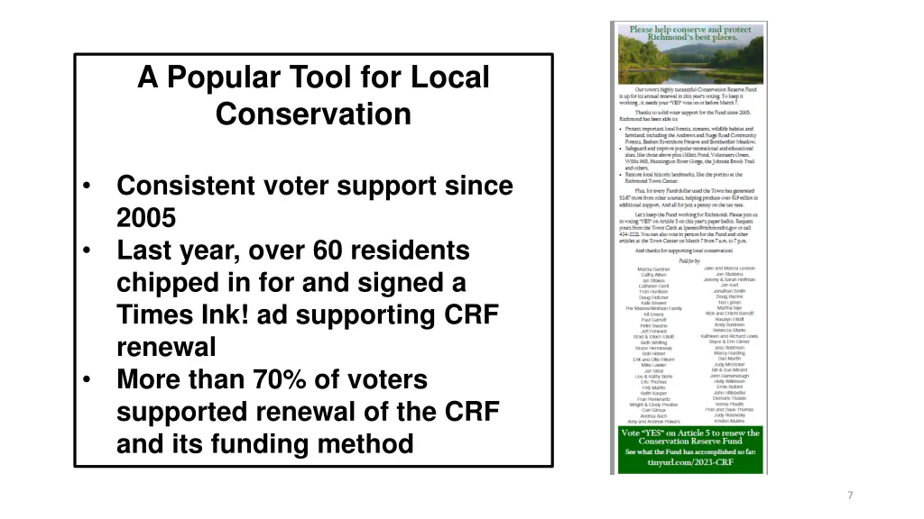 a popular tool for local conservation