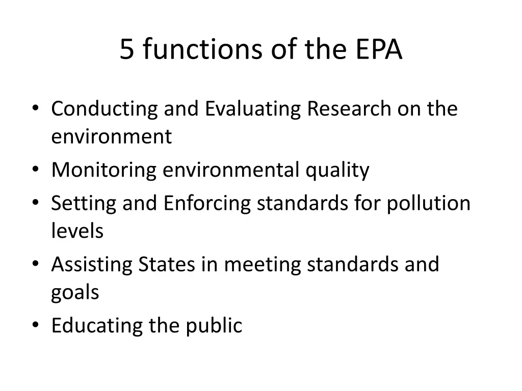 5 functions of the epa