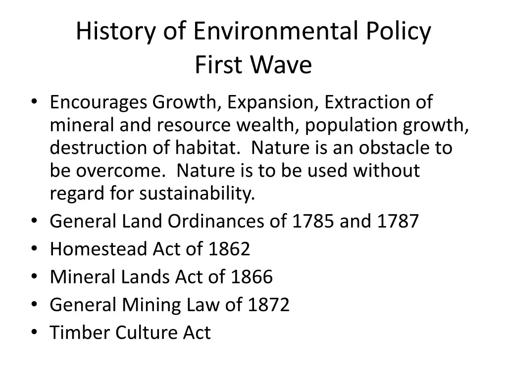 history of environmental policy first wave