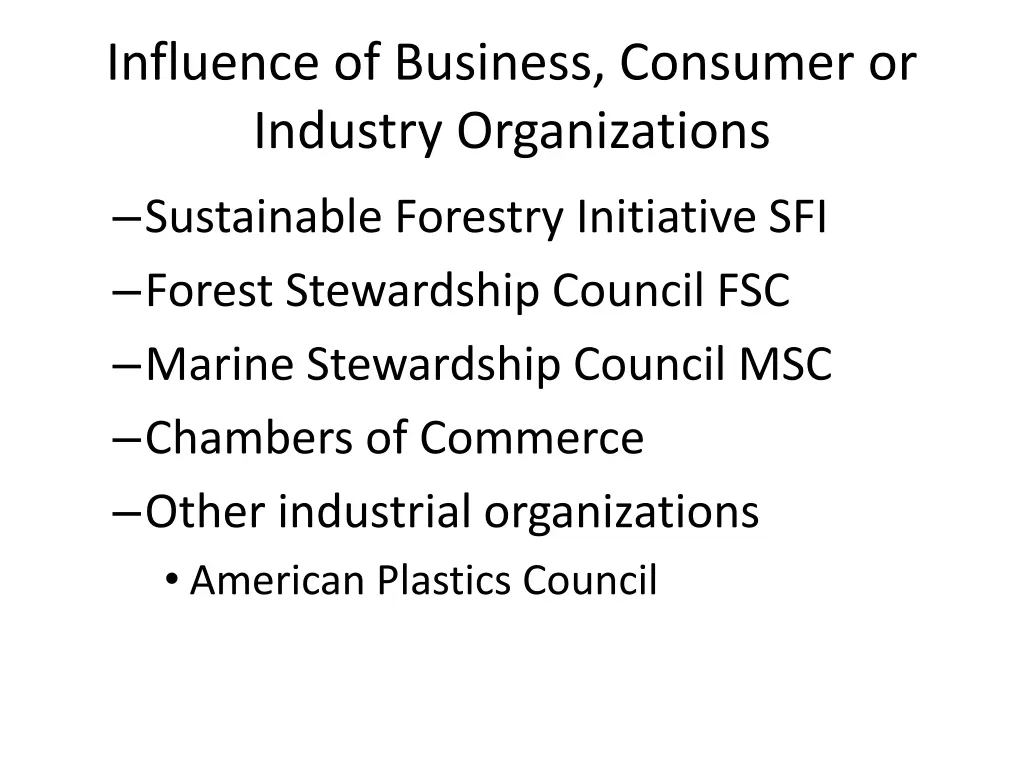 influence of business consumer or industry