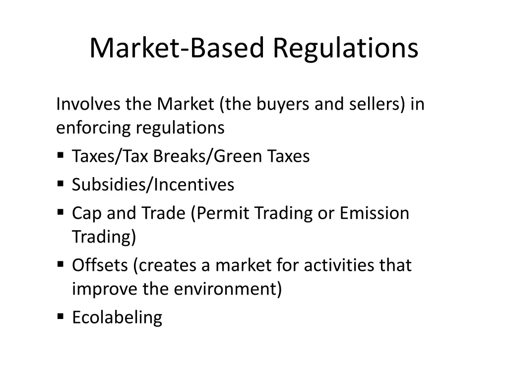 market based regulations