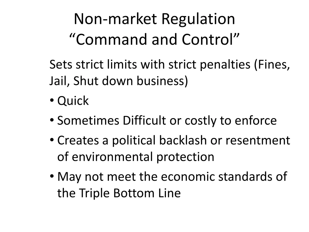 non market regulation command and control