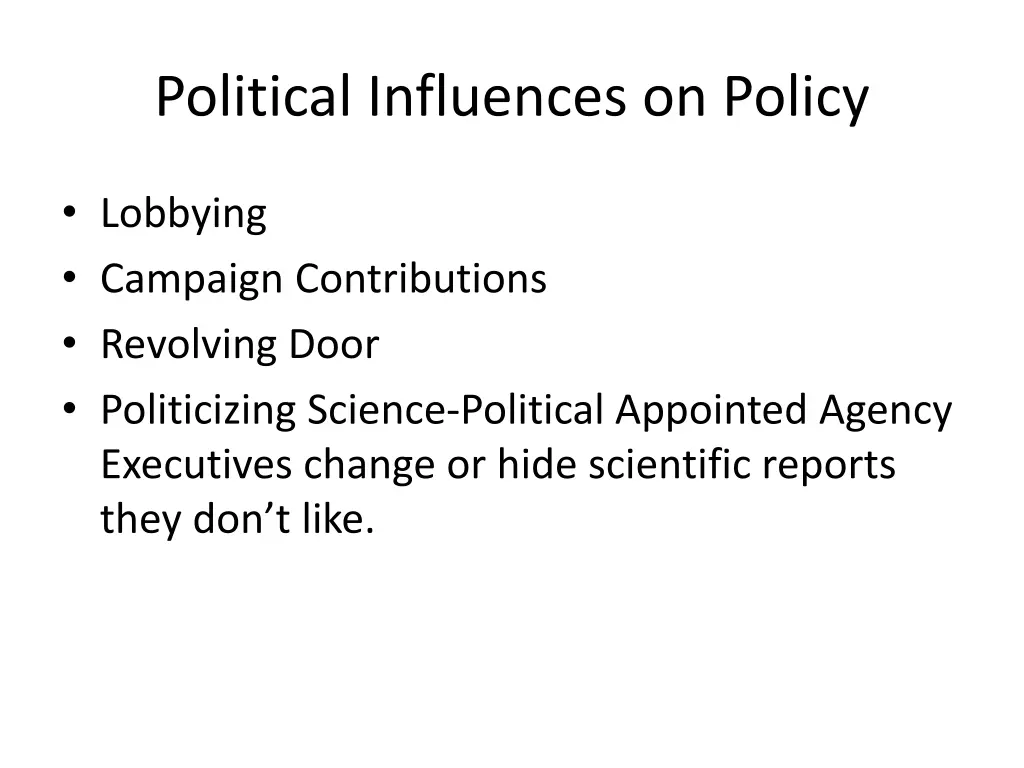 political influences on policy