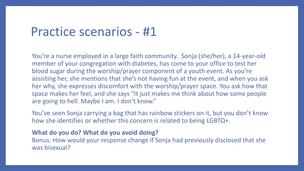 practice scenarios 1
