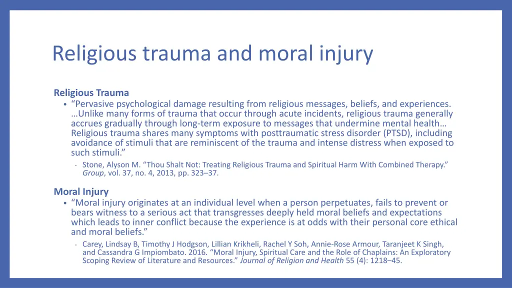 religious trauma and moral injury