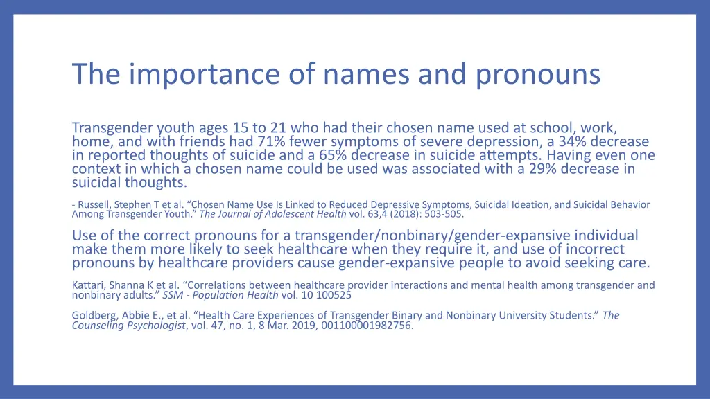 the importance of names and pronouns