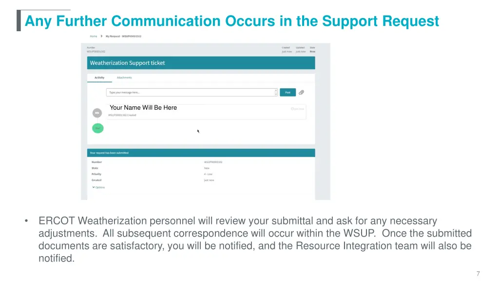 any further communication occurs in the support