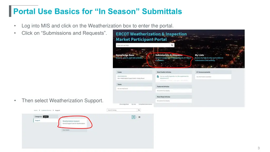 portal use basics for in season submittals