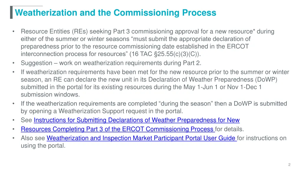 weatherization and the commissioning process