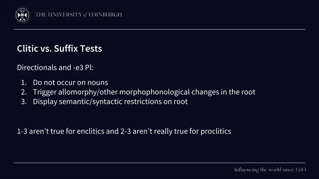 clitic vs suffix tests