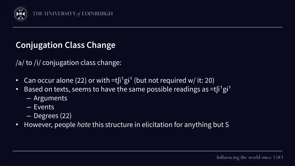 conjugation class change