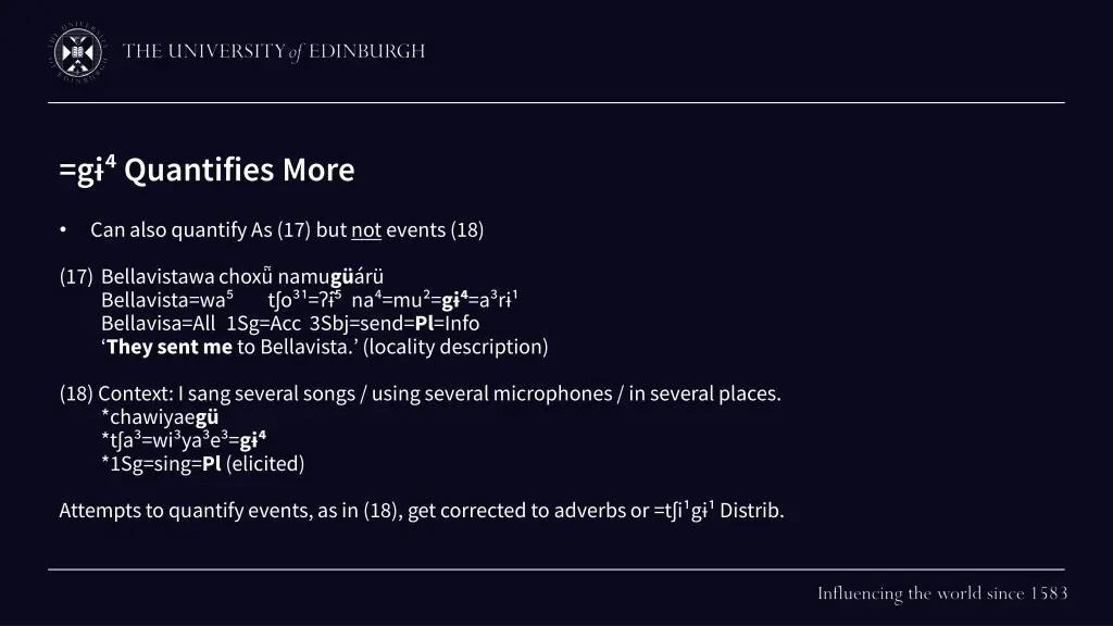 g quantifies more