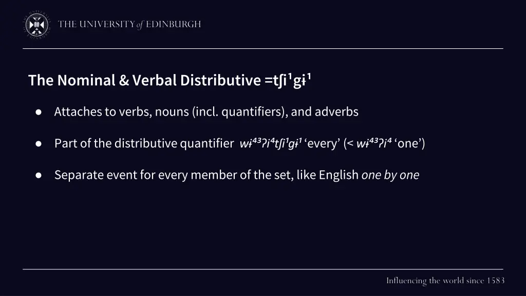 the nominal verbal distributive t i g