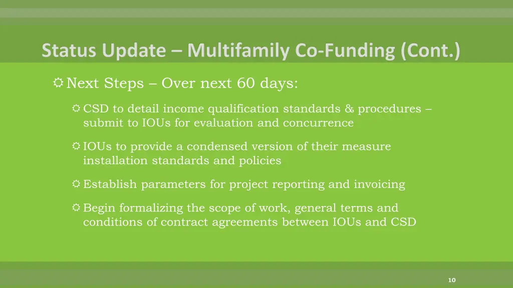 next steps over next 60 days