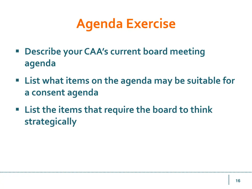 agenda exercise