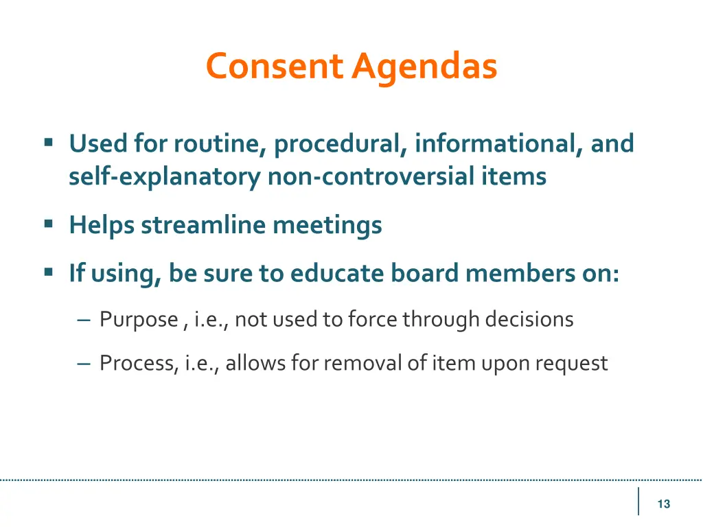 consent agendas