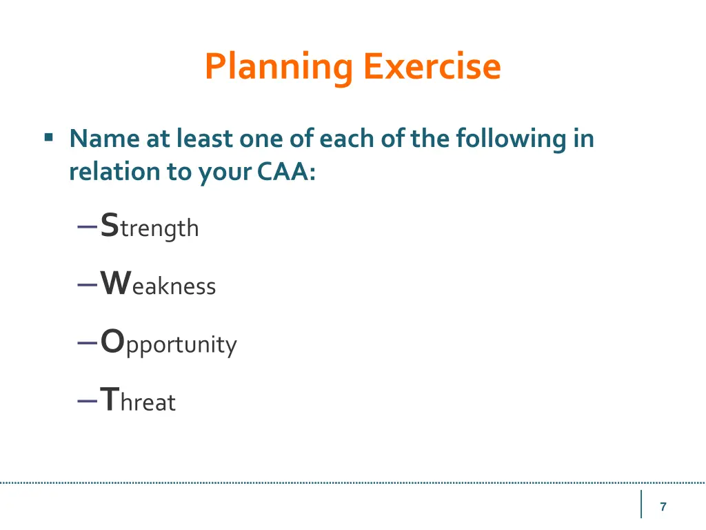 planning exercise