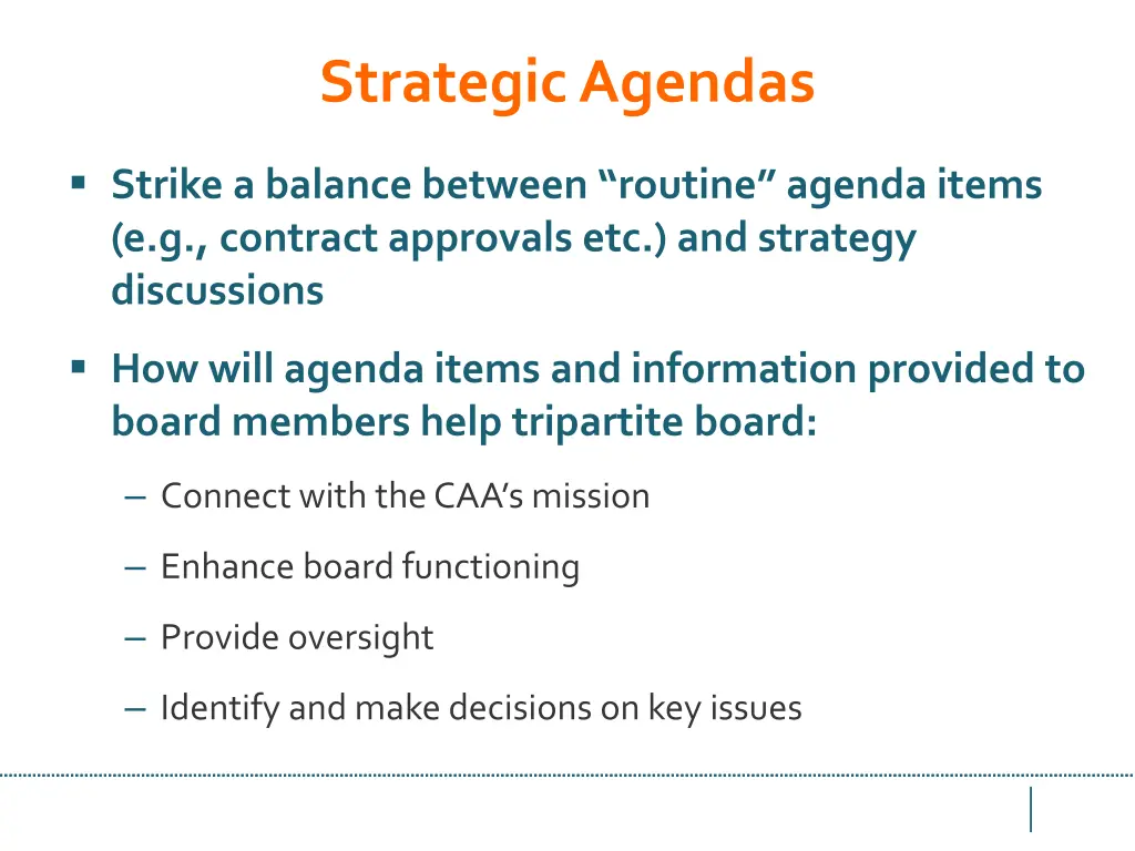 strategic agendas