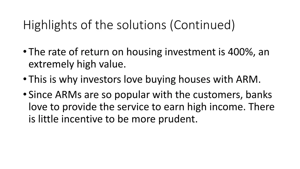 highlights of the solutions continued