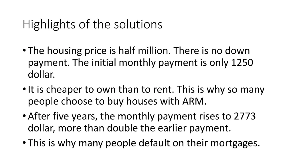 highlights of the solutions