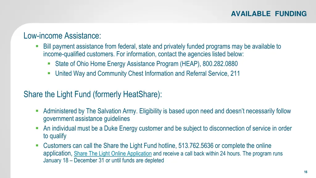 available funding