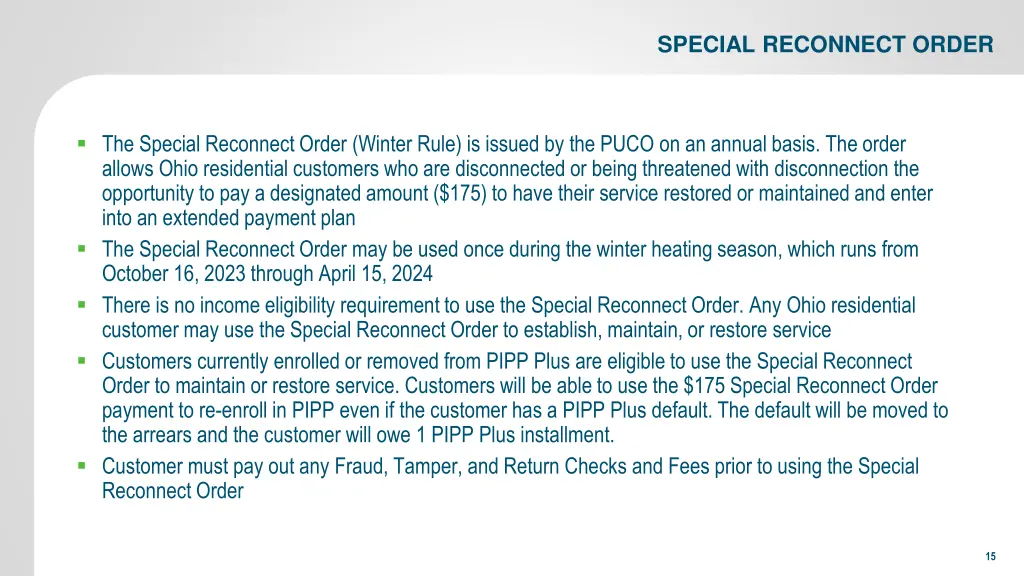 special reconnect order 1