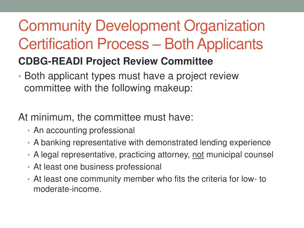 community development organization certification 2
