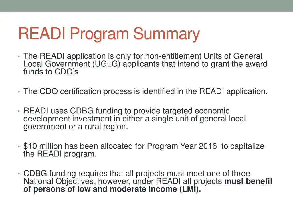 readi program summary