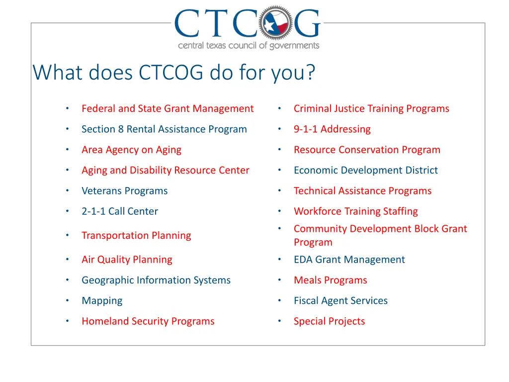 what does ctcog do for you