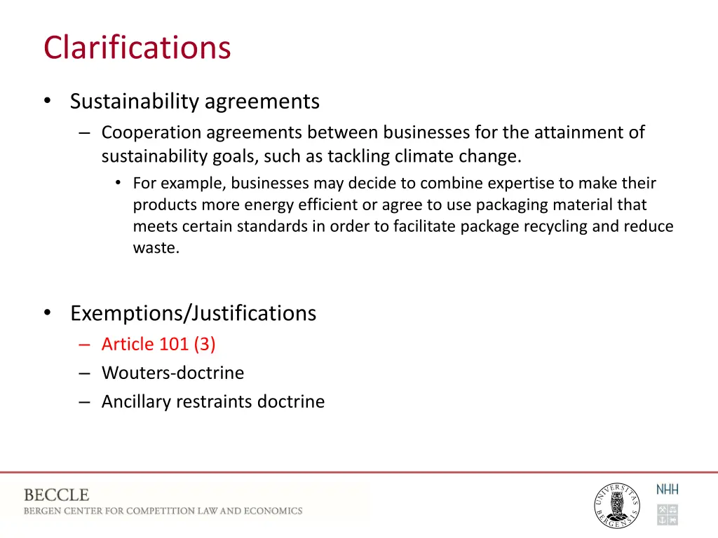 clarifications