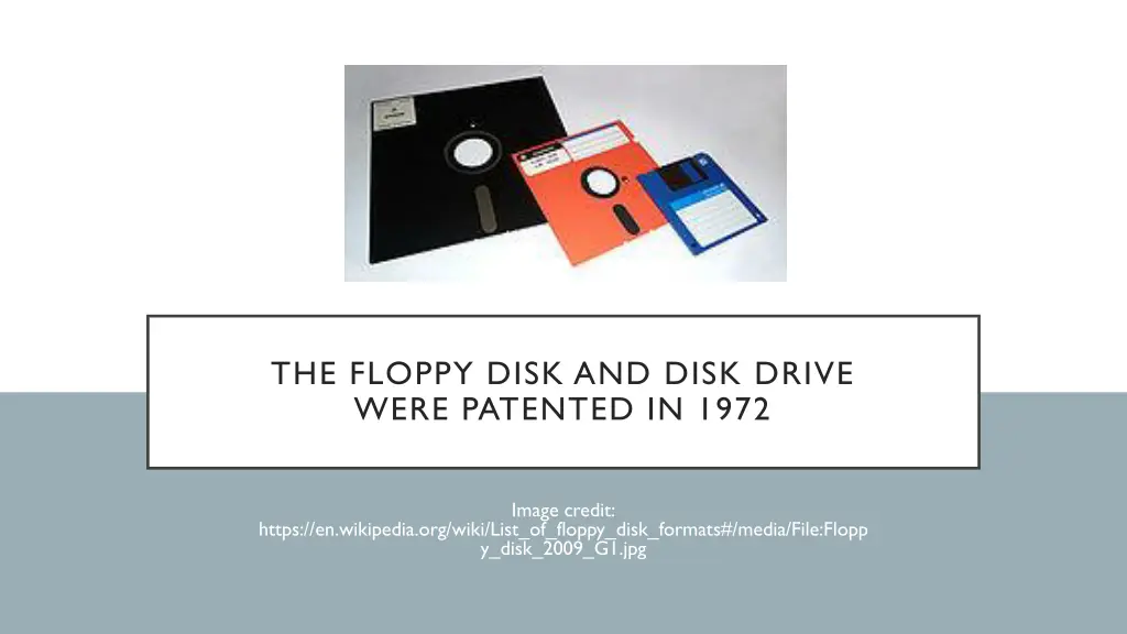 the floppy disk and disk drive were patented