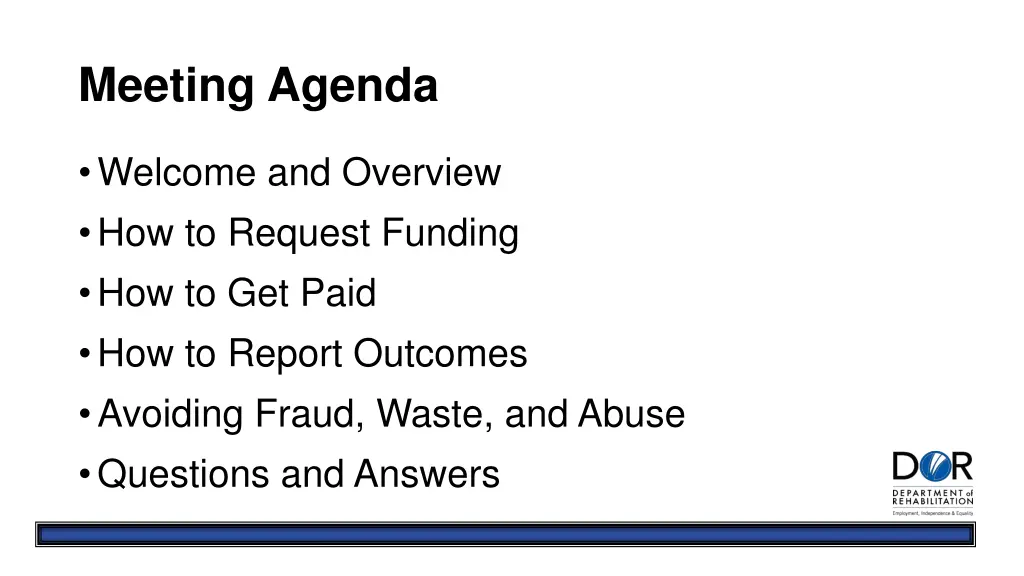 meeting agenda
