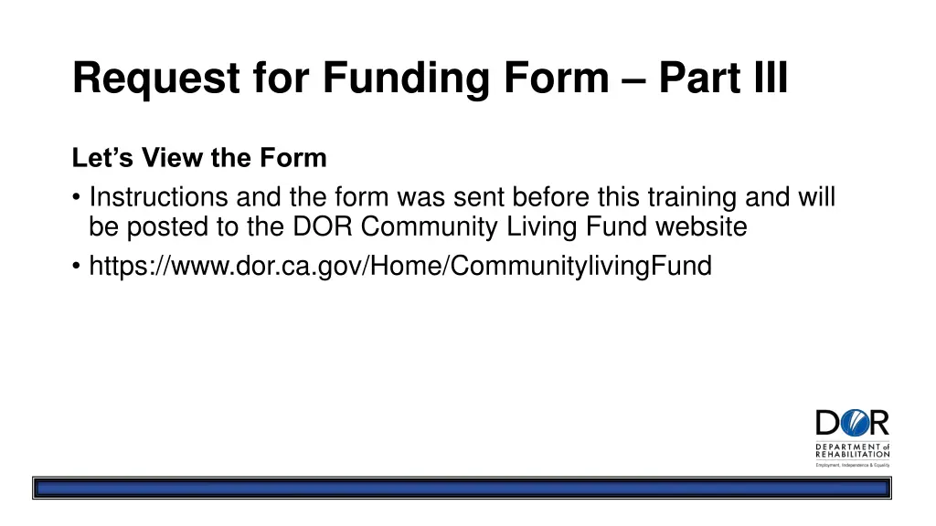 request for funding form part iii