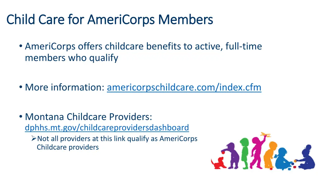 child care for americorps members child care