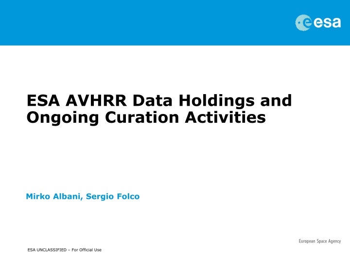 esa avhrr data holdings and ongoing curation