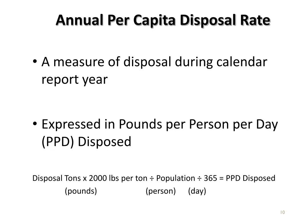 annual per capita disposal rate