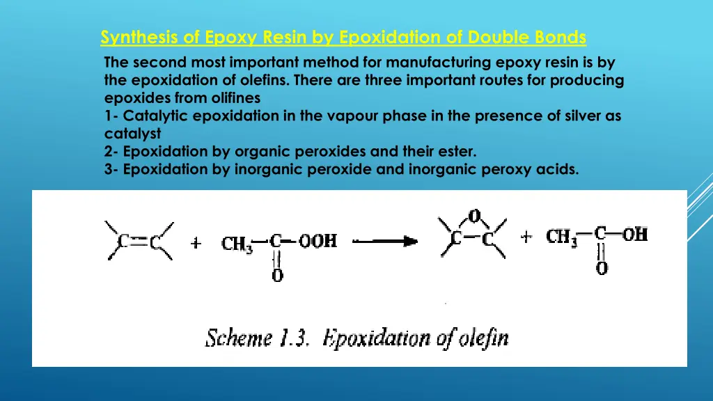 synthesis of epoxy resin by epoxidation of double