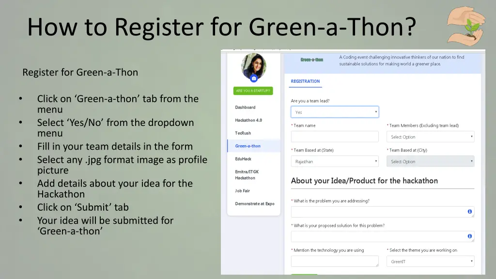 how to register for green a thon 1