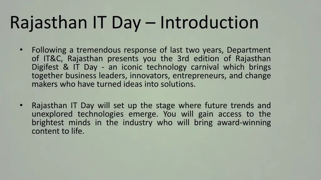 rajasthan it day introduction