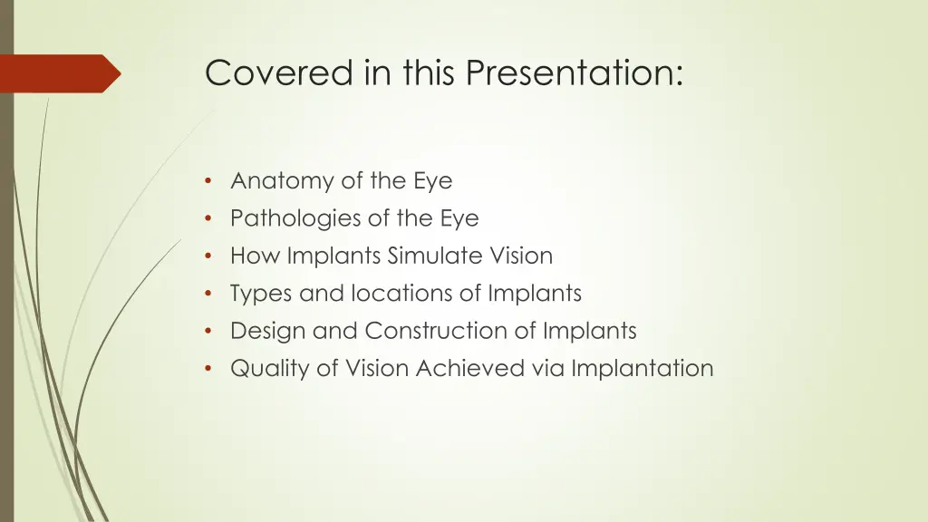 covered in this presentation
