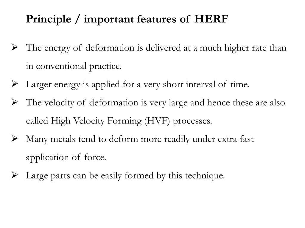 principle important features of herf